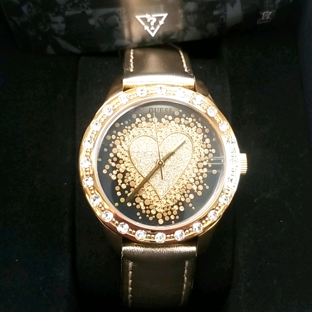 Guess gold heart watch